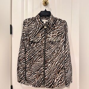 Michael Kors Shirt/Jacket Womens Size Medium Leopard Animal Print Stunning Chic